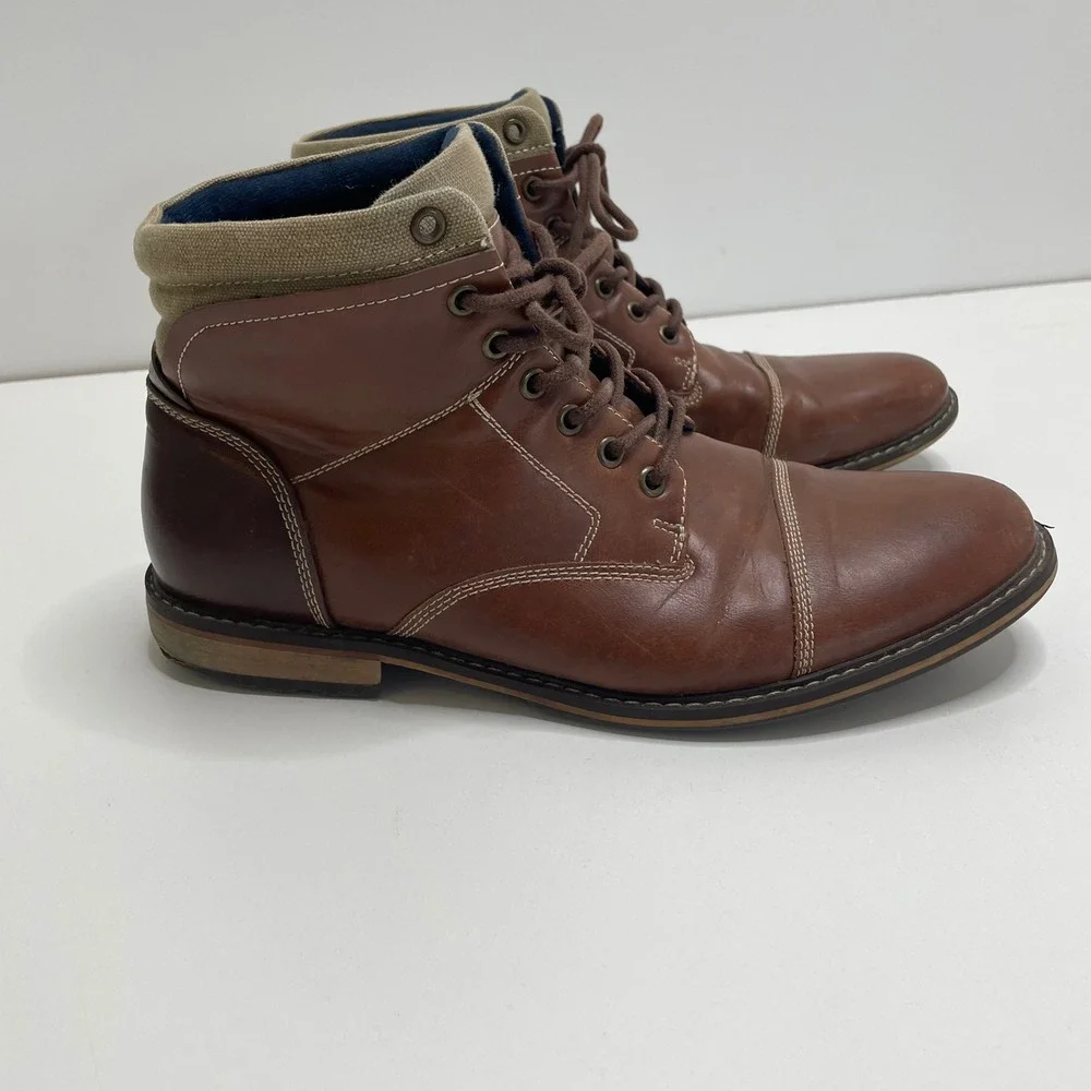 Mountain Creek Mens Brown Faux Leather Cap Toe Lace Up Combat Chukka Boots 9.5 M